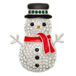 Multi-Color Stone Snowman Christmas Pin