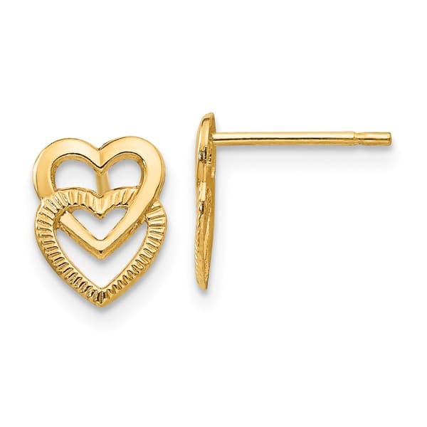 Gold Classics&#40;tm&#41; 14kt. Gold Double Heart Stud Earrings - image 