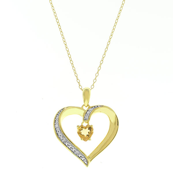 Gemstone Classics&#40;tm&#41; Citrine Heart Pendant Necklace - image 