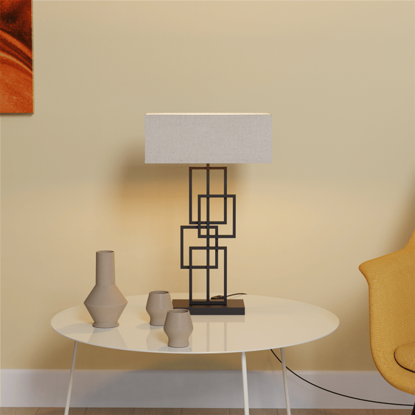 Infibrite 27in. Geometric Chic Table Lamp with Square Shade