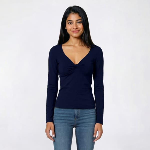 Juniors Madden Girl Long Sleeve Jersey Twist Front Tee - image 