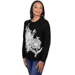 Petite Hearts of Palm Wrapped in Rubies Large Floral Sweater