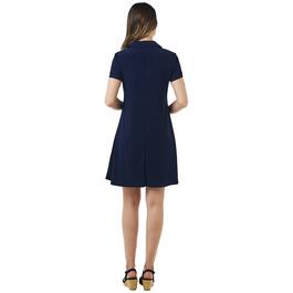 Womens MSK Short Sleeve O-Ring Zip Shift Dress