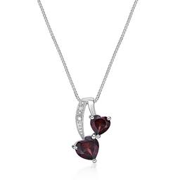 Gemminded Sterling Silver 5mm Double Heart Garnet Pendant