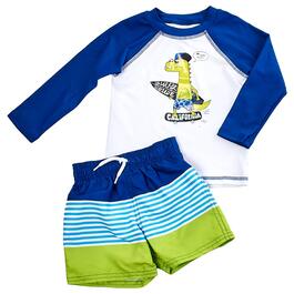 Toddler Boy Floatimini&#40;R&#41; 2pc. Dino Sweet Ride Rash Guard Swim Set