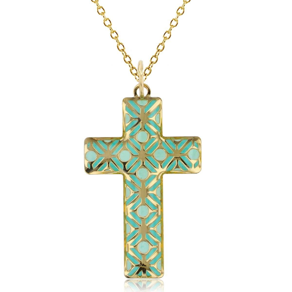 Gold Classics™ 14kt. Gold Turquoise Cross Pendant Necklace