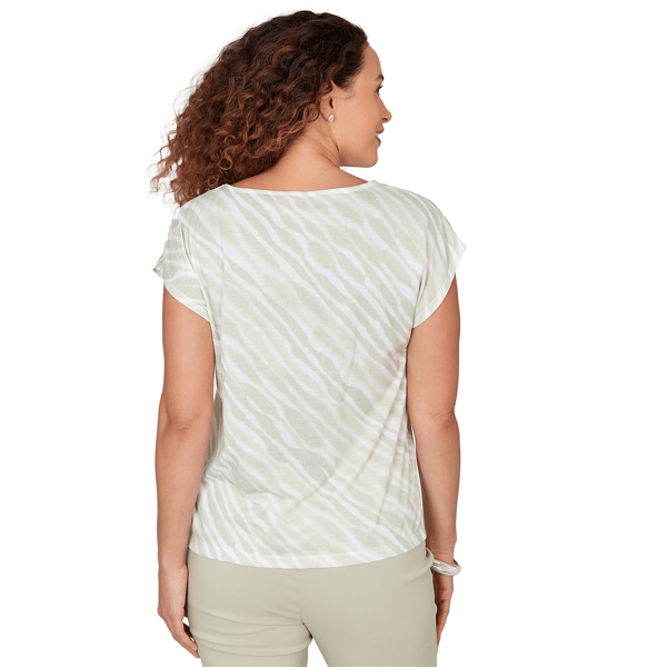 Womens Hearts of Palm Bloom Service Cap Sleeve Stripe Blouse