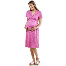 Womens Due Time Short Sleeve Floral Midi Maternity Dress - Pink