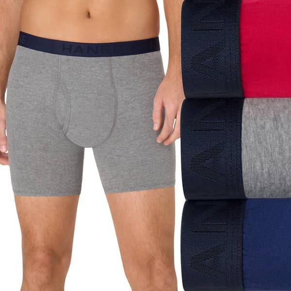 Mens Hanes Ultimate®  3pk. Boxer Briefs - Navy/Grey/Red