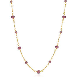 1928 Gold Tone Purple Beaded Chain Necklace