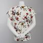 Womens Cure Short Sleeve Keyhole Crepe Top - Ivory/Floral - image 2