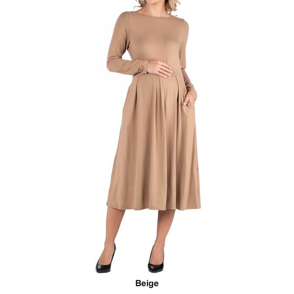 Womens 24/7 Comfort Apparel Fit and Flare Maternity Midi Dress