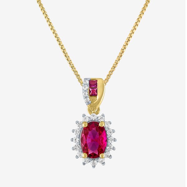 Gemstone Classics(tm) Lab Created Ruby & White Sapphire Pendant - image 