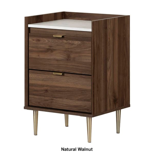 South Shore Hype 2-Drawer Nightstand w/Faux Carrara Marble