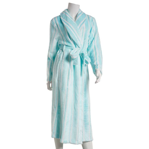 Womens Jasmine Rose 48in. Fancy Stripe Jacquard Robe - image 