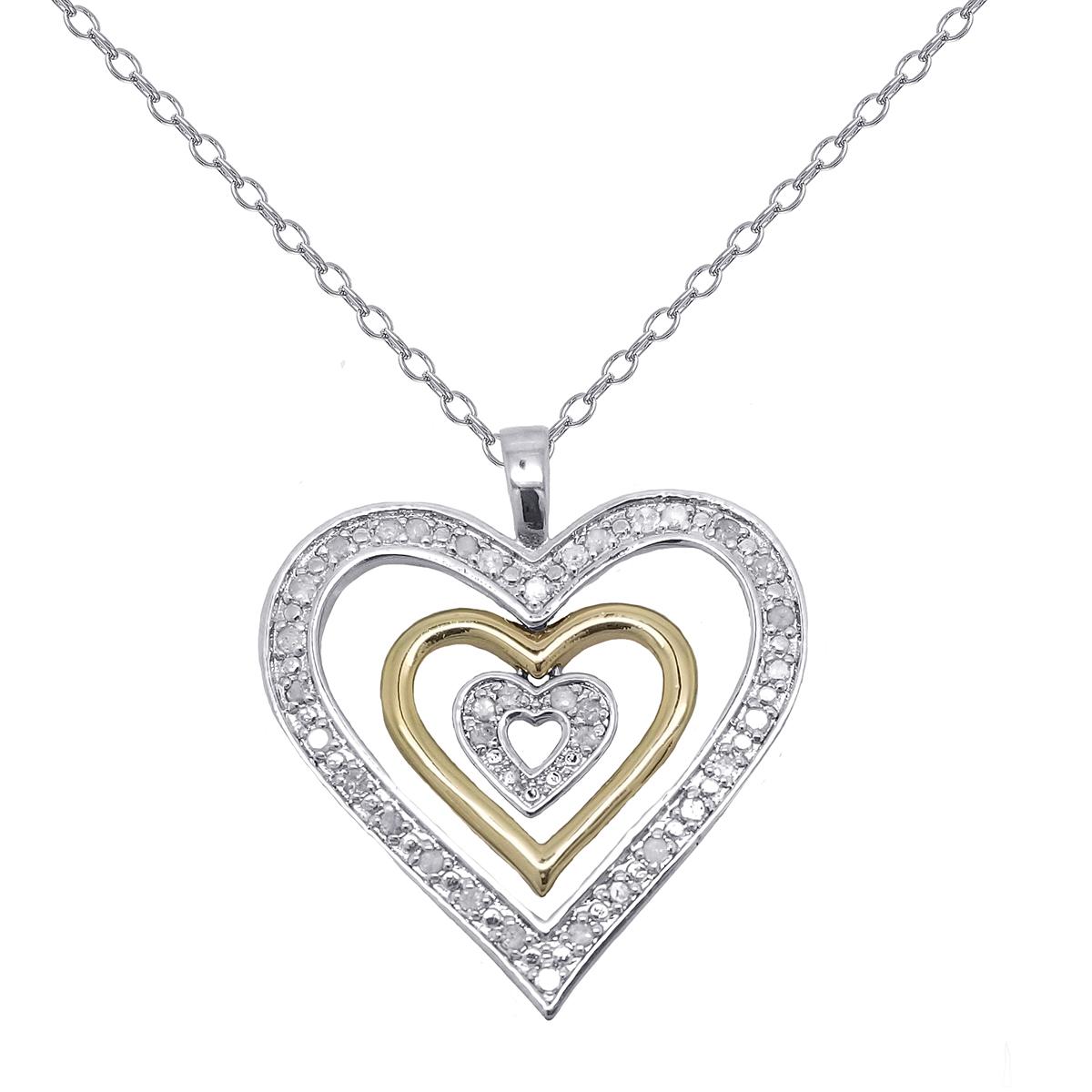 Gianni Argento Two-Tone 1/4ctw. Heart Pendant Necklace