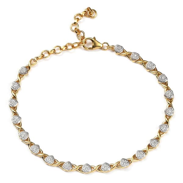 Nova Star® Gold Plated 1/10ctw. Lab Grown Diamond Heart Bracelet
