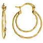 Gold Over Fine Silver Plated Double Hoop Textured Earrings - image 1