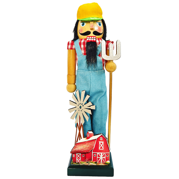 Santa''s Workshop 14in. Red Barn Farmer Nutcracker