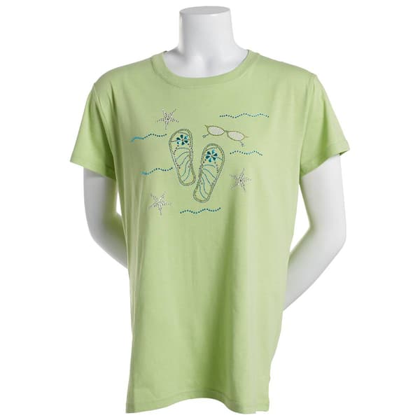 Plus Size Top Stitch By Morning Sun Flip Flop Stars & Glasses Tee - image 