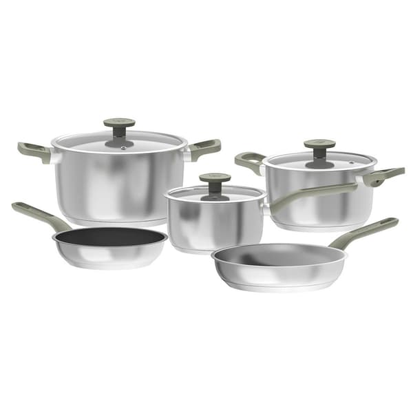 BergHOFF Bolt 8pc. Stainless Steel Cookware Set w/ Glass Lids