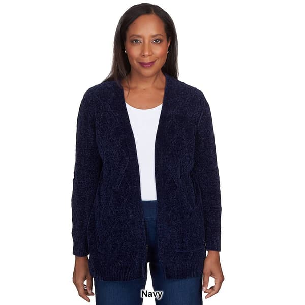 Womens Alfred Dunner Classics Chenille Open Cardigan