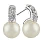 Simulated Pearl Faceted Crystal Dangle Earrings - image 1