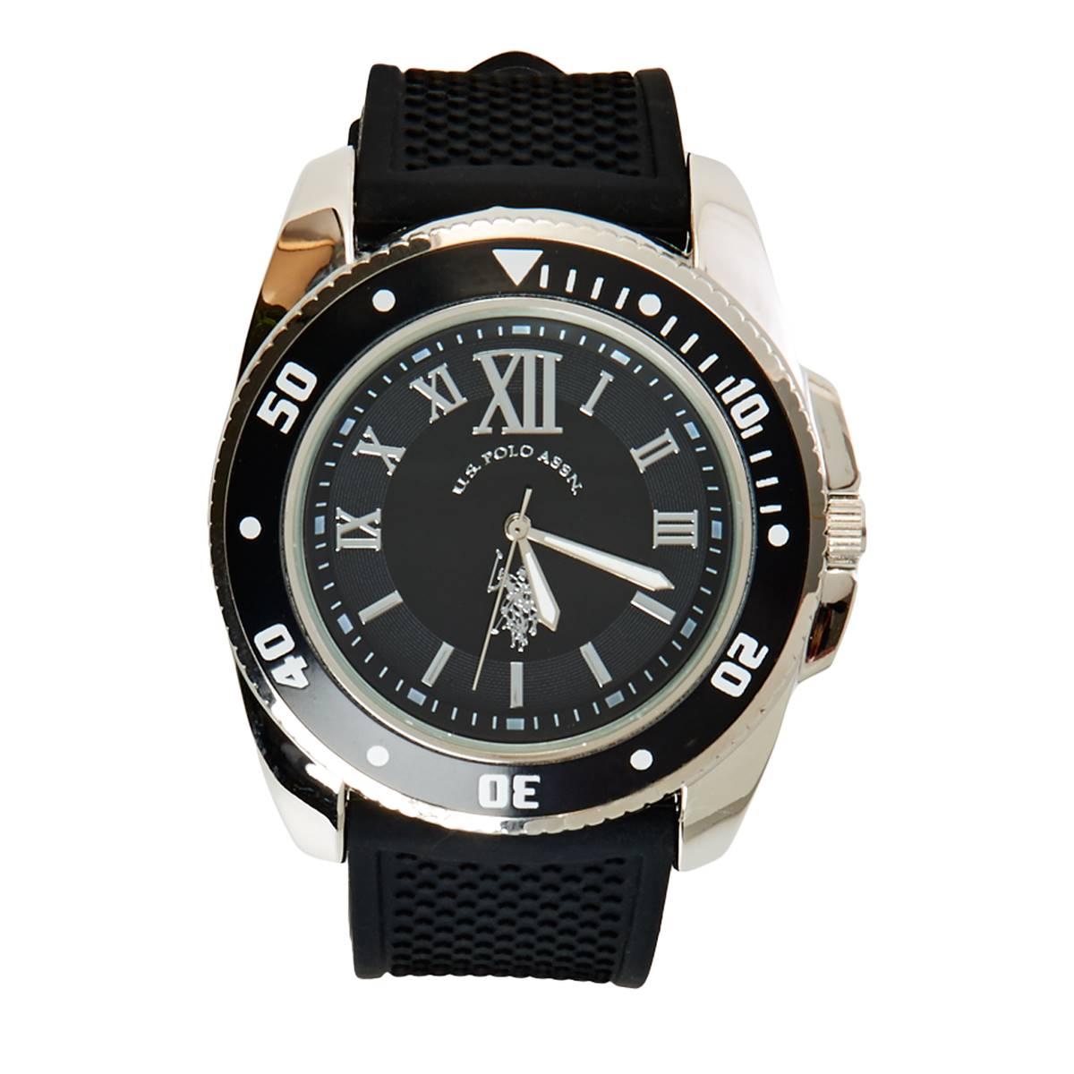 Mens U.S. Polo Assn.® Sport Black/Silver Dial Watch -...
