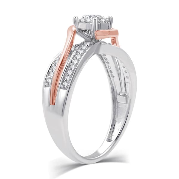 Loveblooms&#8482; Two-Tone 3/8cttw. Diamond Halo Bypass Bridal Set