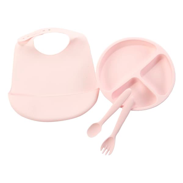 Baby Girl Shabby Chic 4pc. Pink Silicone Meal Set - image 