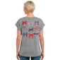 Womens Tru Self Dolman Short Sleeve Tie Front Bow Graphic Tee - image 2