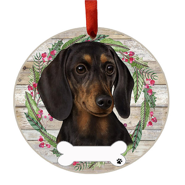 E&S Pets Dachshund Black Wreath Ornament - image 