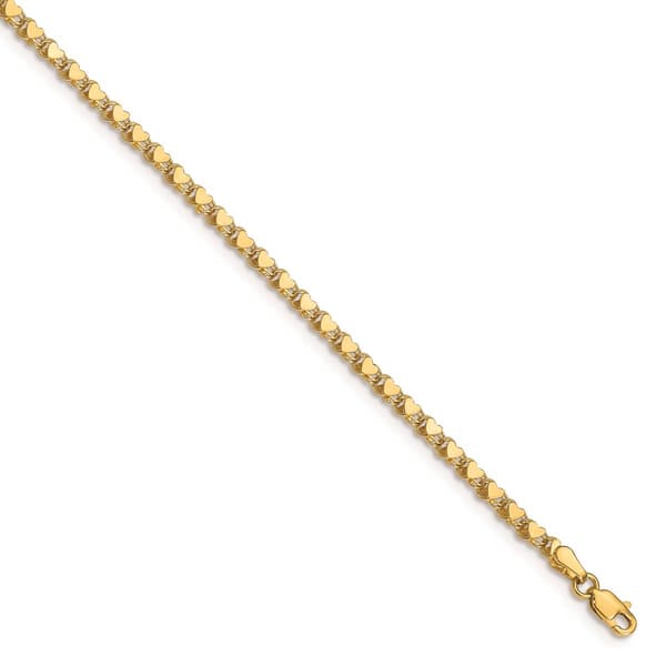 Gold Classics&#40;tm&#41; 14kt Gold Polished Double Sided Heart 10in. Anklet - image 