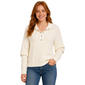 Juniors No Comment Waffle Henley Snap Collar Sweater - image 1