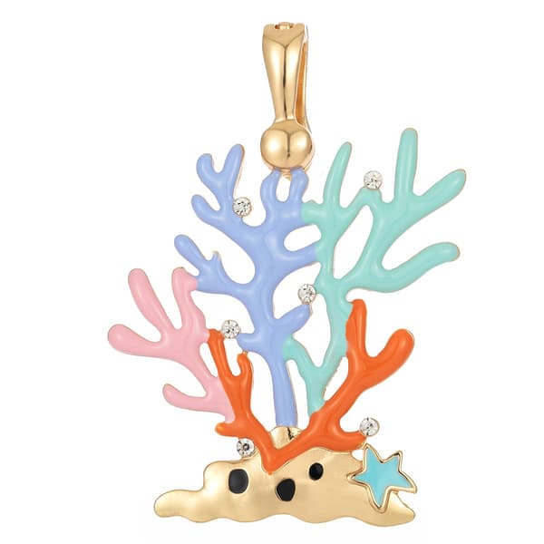 Wearable Art Multi-Color Coral with Crystals Enhancer Pendant - image 