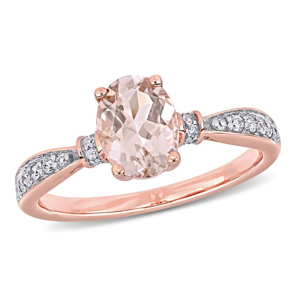 Gemstone Classics&#40;tm&#41; 10kt. Rose Gold Oval Morganite Ring - image 