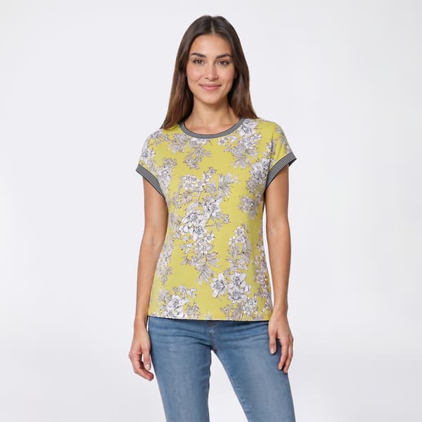 Womens Nautica Garden Floral Contrasting Trim Tee