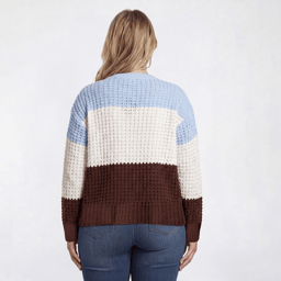 Juniors Plus Jolie & Joy Colorblock Pullover Waffle Sweater