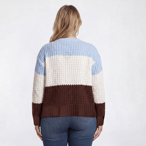 Juniors Plus Jolie & Joy Colorblock Pullover Waffle Sweater