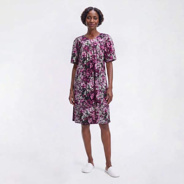 Womens Casual Time Short Sleeve Rose Nightgown - image 