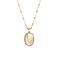 1928 Oval Flower & Bird Etched Mother of Pearl Pendant - image 1