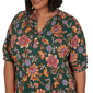 Plus Size Ruby Rd. Game of Luxe Elbow Sleeve Floral Vines Blouse - image 5