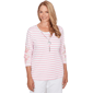 Petite Alfred Dunner Classics 3/4 Floral Sleeve Stripe Blouse - image 1