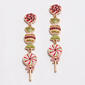Gold-Tone Christmas Pink Cocktail w/ Peppermint Candy Earrings - image 1