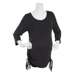Womens Times Two Bracelet Sleeve Solid Side Tie Maternity Top