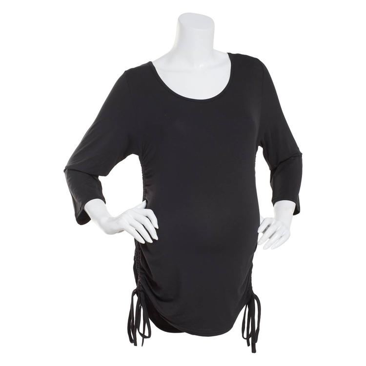Womens Times Two Bracelet Sleeve Solid Side Tie Maternity Top
