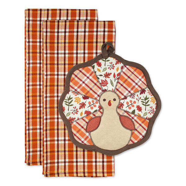DII(R) Gobble Turkey Potholder And Dishtowel Set Of 3 - image 