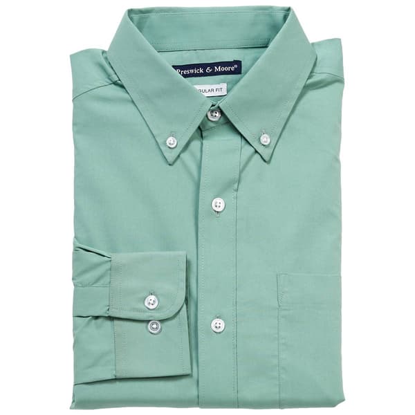 Mens Preswick & Moore&#174; Solid Long Sleeve Dress Shirt - Sage