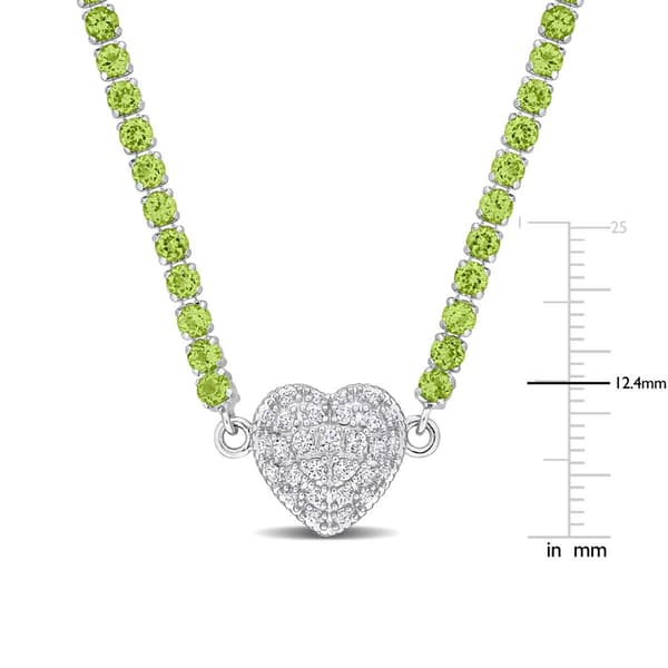 Sophia B Peridot & Created White Sapphire Collar Necklace