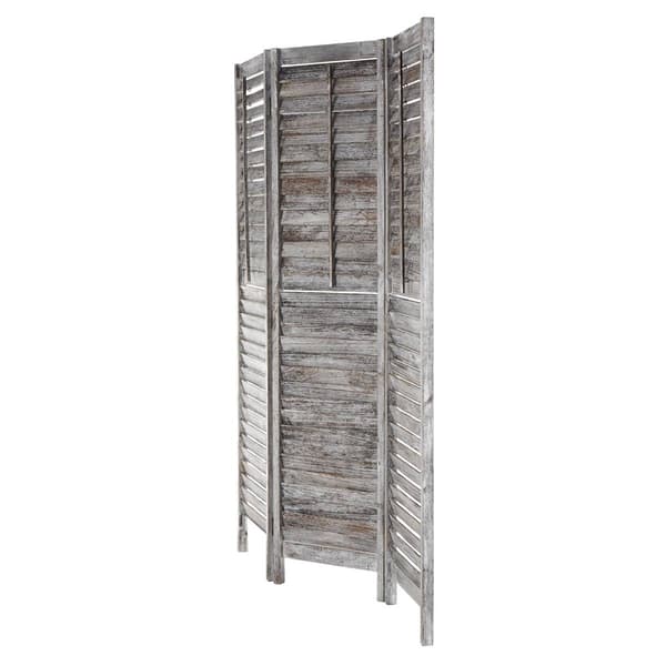 9th & Pike® Rustic White Wood Room Divider Screen